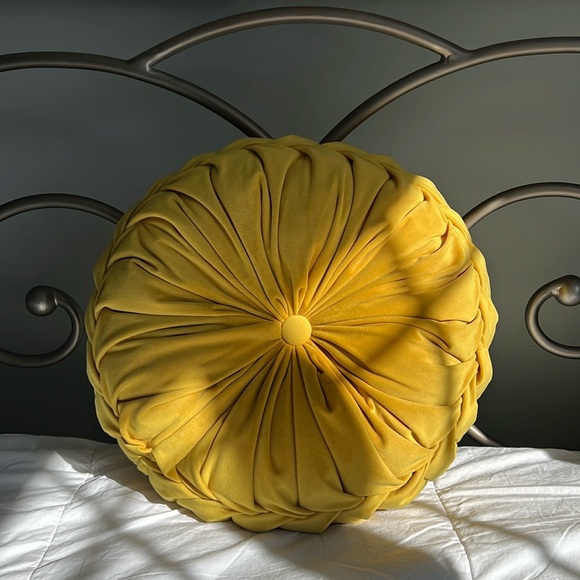 Yellow Velvet Accent Pillow - Picture 1 of 5